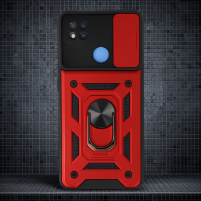 Xiaomi Redmi 9c Kılıf Pars Lens Yüzüklü Silikon - Kırmızı