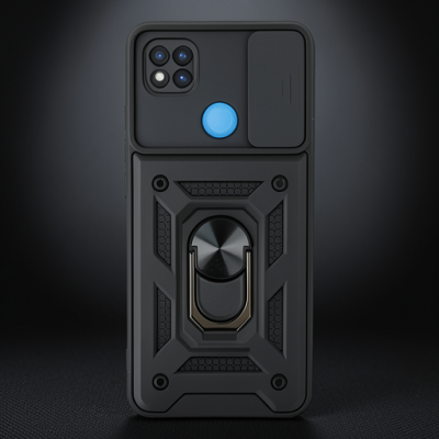 Xiaomi Redmi 9c Kılıf Pars Lens Yüzüklü Silikon - Siyah