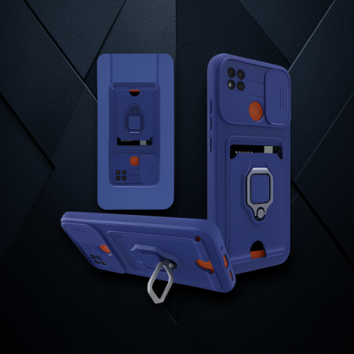 Xiaomi Redmi 9c Kılıf Zuma Kartvizitli Yüzüklü Silikon - Lacivert