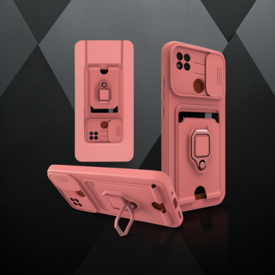 Xiaomi Redmi 9c Kılıf Zuma Kartvizitli Yüzüklü Silikon - Pembe