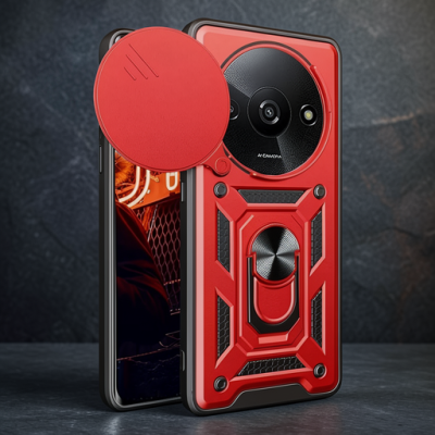 Xiaomi Redmi A3 4g Kılıf Pars Lens Yüzüklü Silikon - Kırmızı
