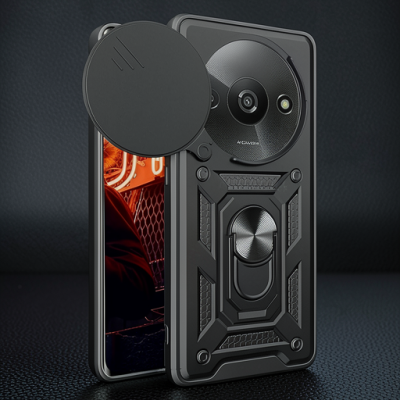 Xiaomi Redmi A3 4g Kılıf Pars Lens Yüzüklü Silikon - Siyah
