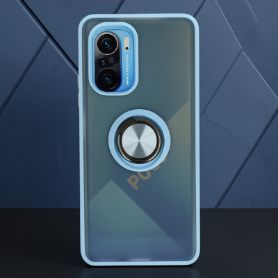 Xiaomi Redmi K40 Kılıf Montreal Yüzüklü Silikon Kapak - Buz Mavi