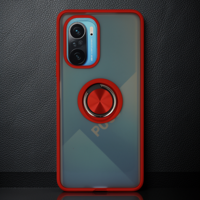 Xiaomi Redmi K40 Kılıf Montreal Yüzüklü Silikon Kapak - Kırmızı