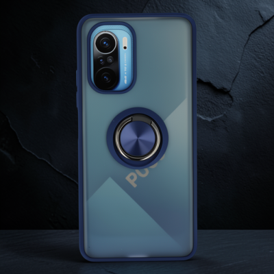 Xiaomi Redmi K40 Kılıf Montreal Yüzüklü Silikon Kapak - Lacivert