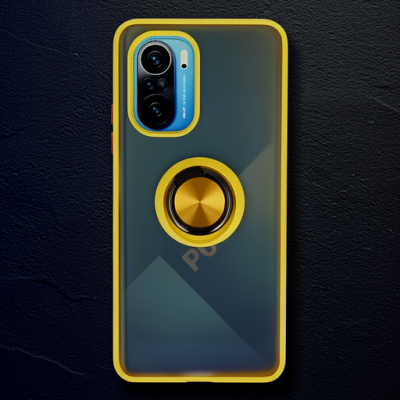 Xiaomi Redmi K40 Kılıf Montreal Yüzüklü Silikon Kapak - Sarı