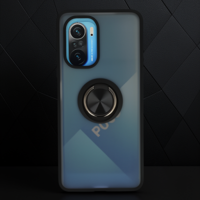 Xiaomi Redmi K40 Kılıf Montreal Yüzüklü Silikon Kapak - Siyah
