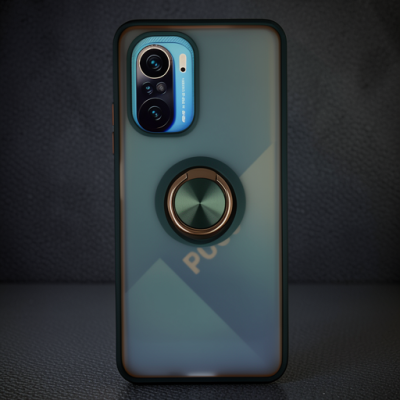 Xiaomi Redmi K40 Kılıf Montreal Yüzüklü Silikon Kapak - Yeşil