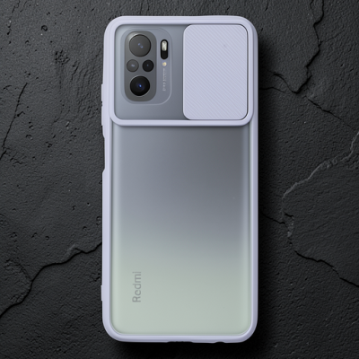 Xiaomi Redmi Note 10 Kılıf Palm Buzlu Kamera Sürgülü Silikon - Lila