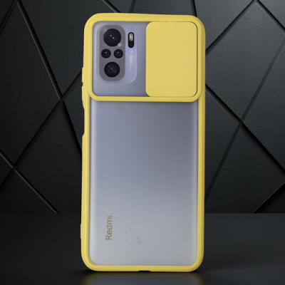 Xiaomi Redmi Note 10 Kılıf Palm Buzlu Kamera Sürgülü Silikon - Sarı
