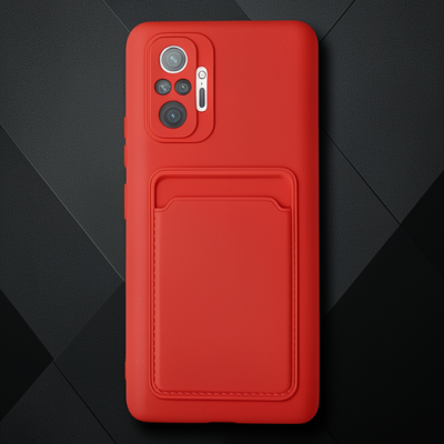 Xiaomi Redmi Note 10 Pro Kılıf Kelvin Kartvizitli Silikon - Kırmızı