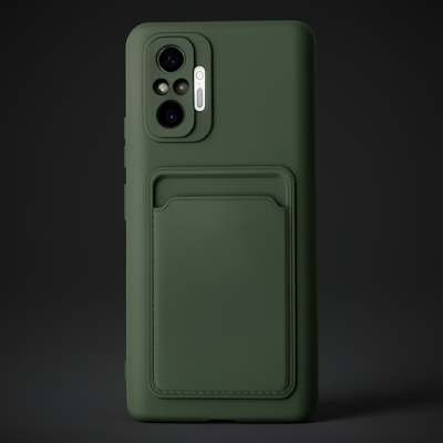 Xiaomi Redmi Note 10 Pro Kılıf Kelvin Kartvizitli Silikon - Koyu Yeşil