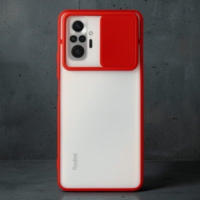 Xiaomi Redmi Note 10 Pro Kılıf Palm Buzlu Kamera Sürgülü Silikon - Kırmızı