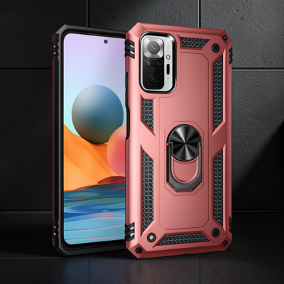 Xiaomi Redmi Note 10 Pro Kılıf Sofya Yüzüklü Silikon Kapak - Rose