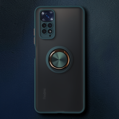 Xiaomi Redmi Note 11 Kılıf Montreal Yüzüklü Silikon Kapak - Yeşil