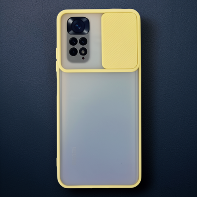Xiaomi Redmi Note 11 Kılıf Palm Buzlu Kamera Sürgülü Silikon - Sarı