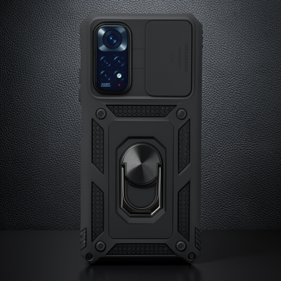 Xiaomi Redmi Note 11 Kılıf Pars Lens Yüzüklü Silikon - Siyah