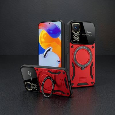 Xiaomi Redmi Note 11 Pro Kılıf Joy Lens Standlı Kapak - Kırmızı