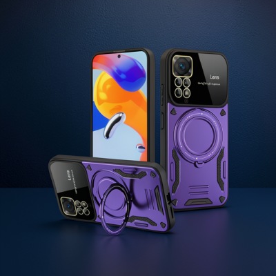 Xiaomi Redmi Note 11 Pro Kılıf Joy Lens Standlı Kapak - Mor