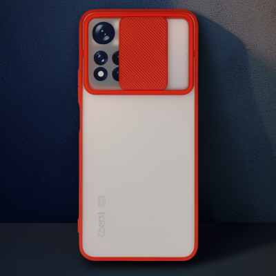 Xiaomi Redmi Note 11 Pro Plus 5g Kılıf Palm Buzlu Kamera Sürgülü Silikon - Kırmızı