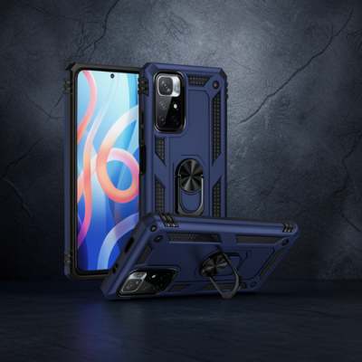 Xiaomi Redmi Note 11t Kılıf Sofya Yüzüklü Silikon Kapak - Lacivert