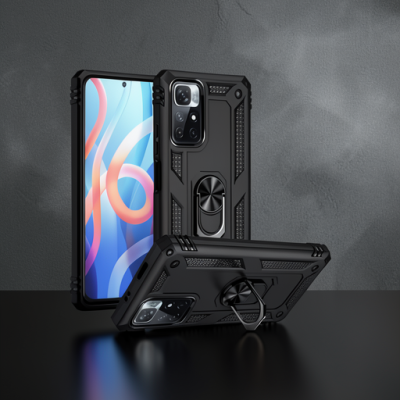 Xiaomi Redmi Note 11t Kılıf Sofya Yüzüklü Silikon Kapak - Siyah