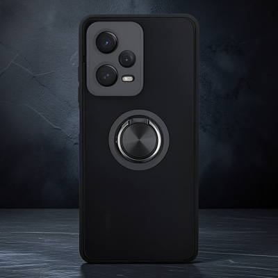 Xiaomi Redmi Note 12 5g Kılıf Montreal Yüzüklü Silikon Kapak - Siyah