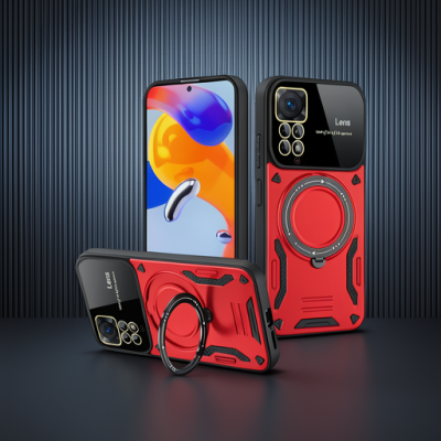 Xiaomi Redmi Note 12 Pro 4g Kılıf Joy Lens Standlı Kapak - Kırmızı