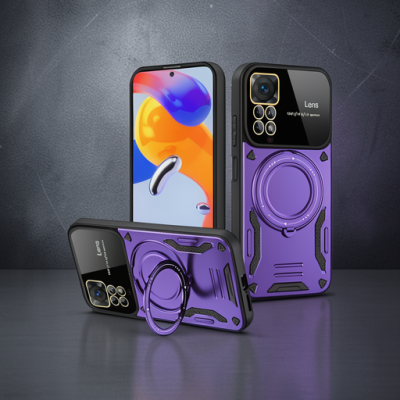 Xiaomi Redmi Note 12 Pro 4g Kılıf Joy Lens Standlı Kapak - Mor