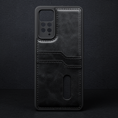 Xiaomi Redmi Note 12 Pro 4g Kılıf Sara Kartvizitli Deri Kılıf - Siyah