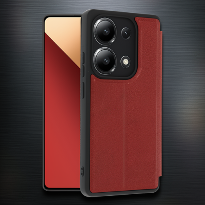 Xiaomi Redmi Note 13 4g Kılıf Flip Cover - Kırmızı