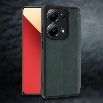 Xiaomi Redmi Note 13 4g Kılıf Flip Cover - Koyu Yeşil