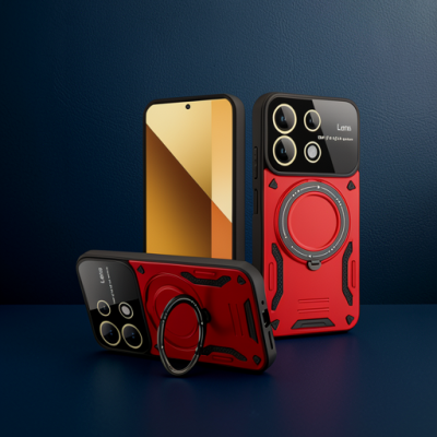 Xiaomi Redmi Note 13 4g Kılıf Joy Lens Standlı Kapak - Kırmızı