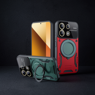 Xiaomi Redmi Note 13 4g Kılıf Joy Lens Standlı Kapak - Koyu Yeşil