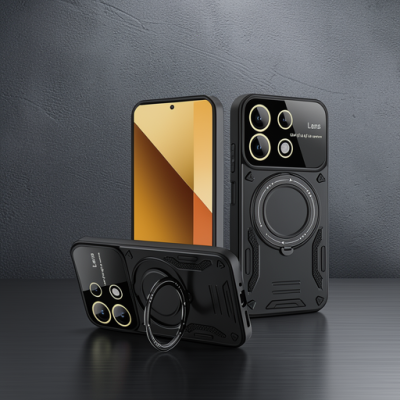 Xiaomi Redmi Note 13 4g Kılıf Joy Lens Standlı Kapak - Siyah