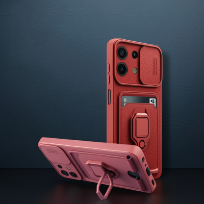 Xiaomi Redmi Note 13 4g Kılıf Zuma Kartvizitli Yüzüklü Silikon - Lila