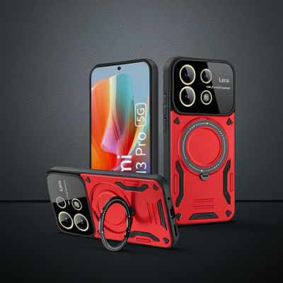 Xiaomi Redmi Note 13 Pro 4g Kılıf Joy Lens Standlı Kapak - Kırmızı