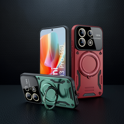 Xiaomi Redmi Note 13 Pro 4g Kılıf Joy Lens Standlı Kapak - Koyu Yeşil