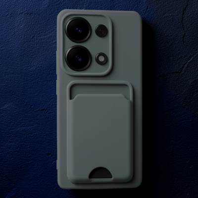 Xiaomi Redmi Note 13 Pro 4g Kılıf Kelvin Kartvizitli Silikon - Koyu Yeşil