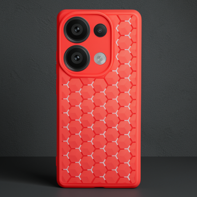Xiaomi Redmi Note 13 Pro 4g Kılıf Petek Silikon Kapak - Kırmızı