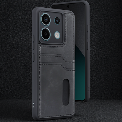 Xiaomi Redmi Note 13 Pro 4g Kılıf Sara Kartvizitli Deri Kılıf - Siyah