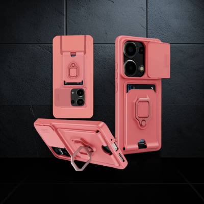 Xiaomi Redmi Note 13 Pro 4g Kılıf Zuma Kartvizitli Yüzüklü Silikon - Pembe