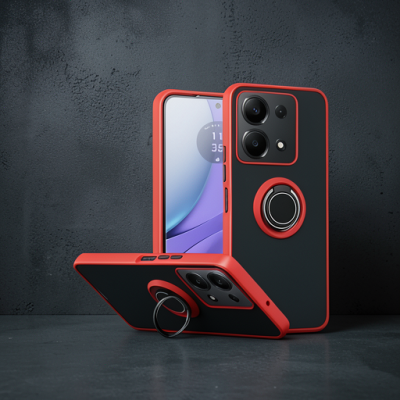 Xiaomi Redmi Note 13 Pro 4g Montreal Yüzüklü Silikon Kapak - Kırmızı