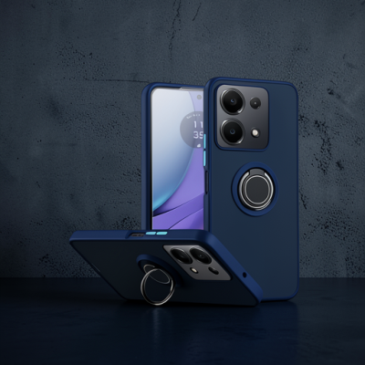 Xiaomi Redmi Note 13 Pro 4g Montreal Yüzüklü Silikon Kapak - Lacivert