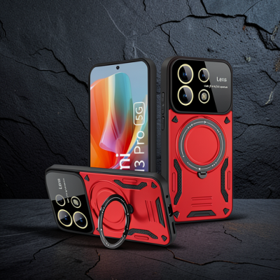 Xiaomi Redmi Note 13 Pro 5g Kılıf Joy Lens Standlı Kapak - Kırmızı