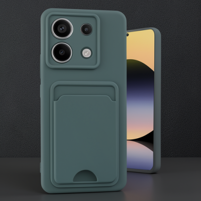 Xiaomi Redmi Note 13 Pro 5g Kılıf Kelvin Kartvizitli Silikon - Koyu Yeşil