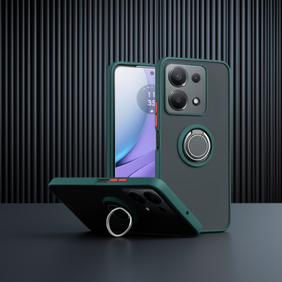 Xiaomi Redmi Note 13 Pro 5g Kılıf Montreal Yüzüklü Silikon Kapak - Yeşil