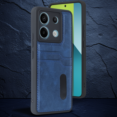 Xiaomi Redmi Note 13 Pro 5g Kılıf Sara Kartvizitli Deri Kılıf - Lacivert