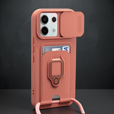 Xiaomi Redmi Note 13 Pro 5g Kılıf Zuma Kartvizitli Yüzüklü Silikon - Pembe