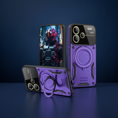 Xiaomi Redmi Note 13 Pro Plus Joy Lens Standlı Kapak - Mor